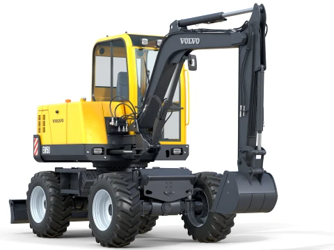 Volvo Compact Wheeled Excavator EW50 3D Model