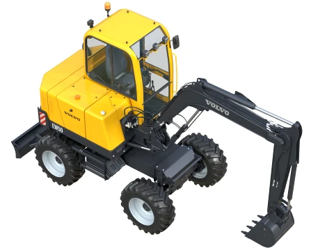 Volvo Compact Wheeled Excavator EW50 3D Model