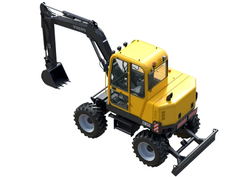 Volvo Compact Wheeled Excavator EW50 3D Model