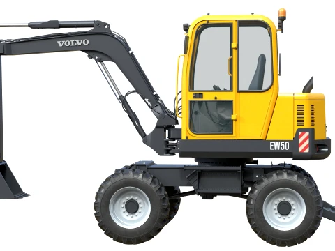 Volvo Compact Wheeled Excavator EW50 3D Model