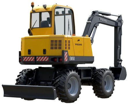 Volvo Compact Wheeled Excavator EW50 3D Model