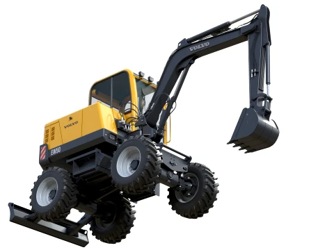Volvo Compact Wheeled Excavator EW50 3D Model