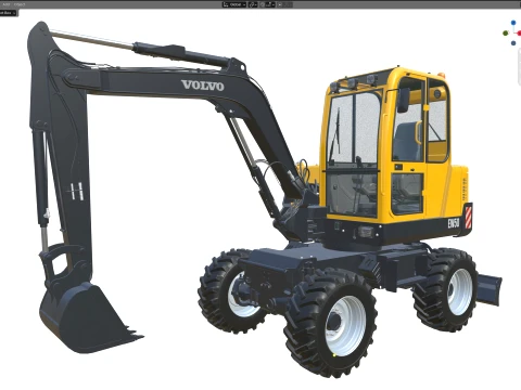 Volvo Compact Wheeled Excavator EW50 3D Model