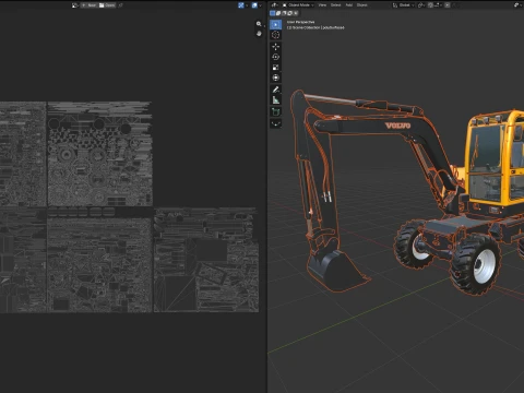 Volvo Compact Wheeled Excavator EW50 3D Model