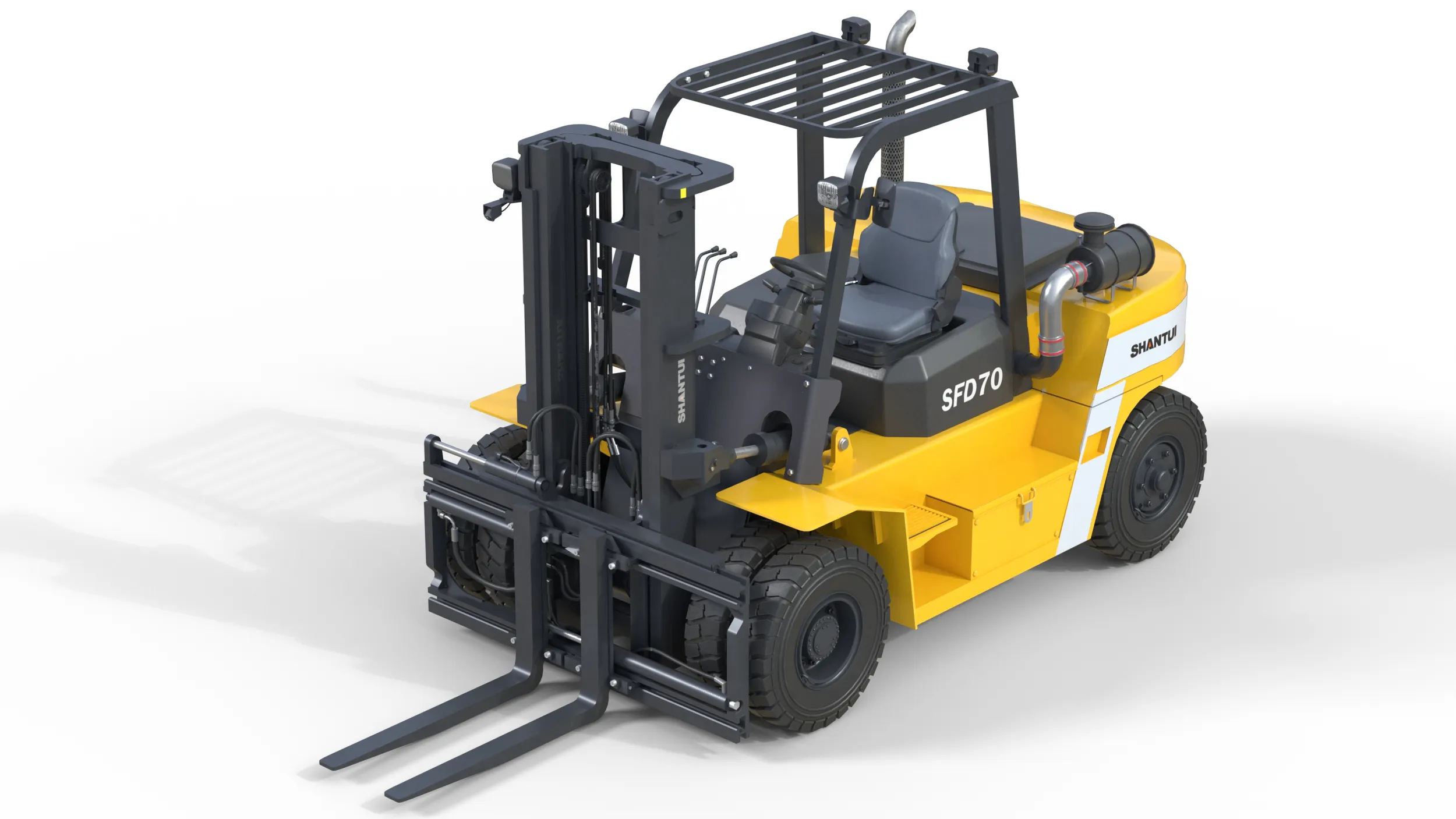Shantui Diesel Forklift SFD100 3D Model .c4d .max .obj .3ds .fbx .stl .blend