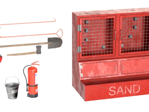 Fire Rescue Tools Storage with Tools 3D Model