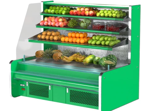 Fruits Display Fridge with Fruits Modello 3D