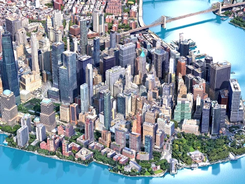 Lower Manhattan 3d scan city 3D Model