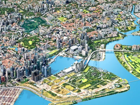 Singapore 3d scan Full Terrain city 3D मॉडल