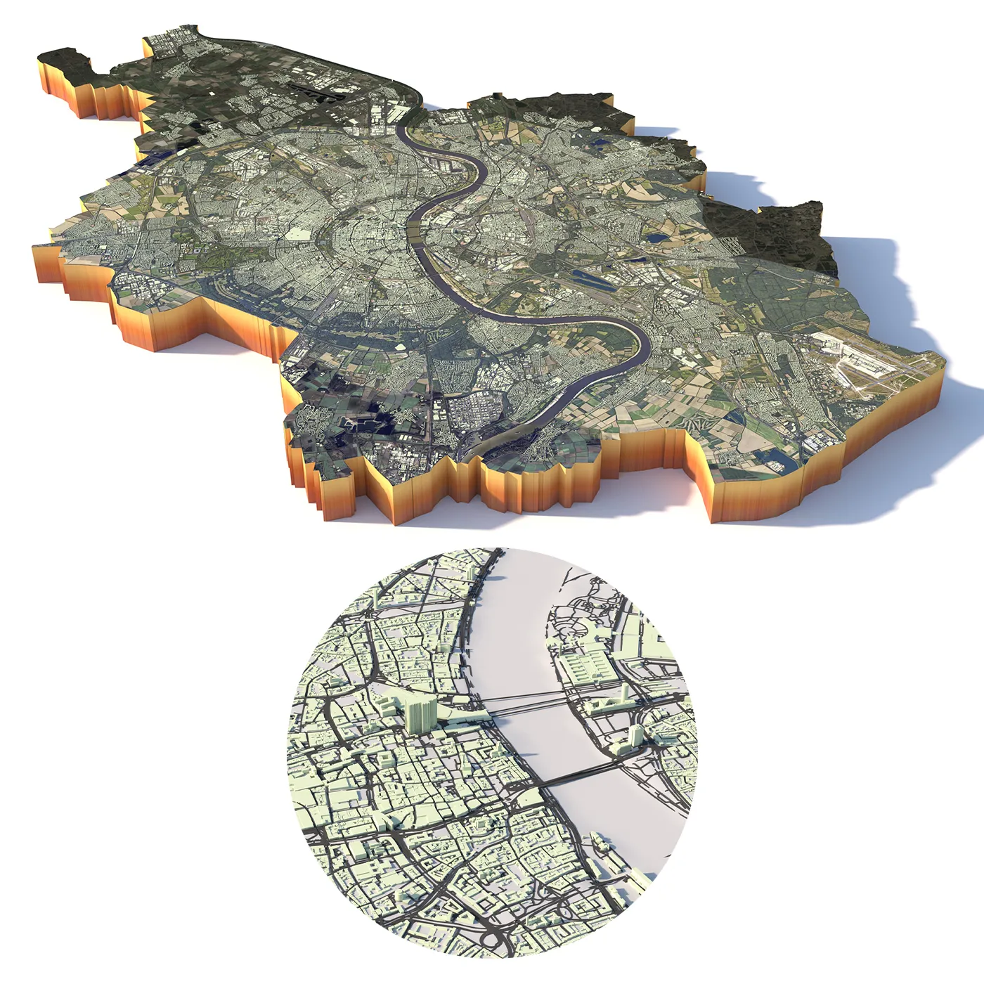 Koln Terrain city Cologne Germany 3D Model .c4d .max .obj .3ds .fbx .stl .blend