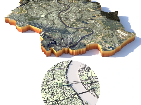 Кельн Рельеф города Кёльн Германия 3D Модель