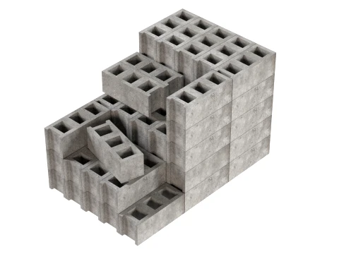 Cinder Block Pallet and Pile 5 3D Model