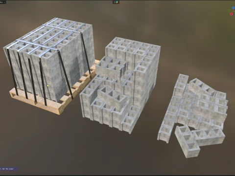 Cinder Block Pallet and Pile 5 3D Model