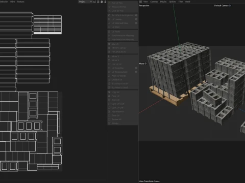 Cinder Block Pallet and Pile 5 3D Model