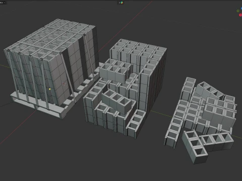 Cinder Block Pallet and Pile 5 3D Model