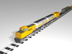 low poly cargo train 3D मॉडल