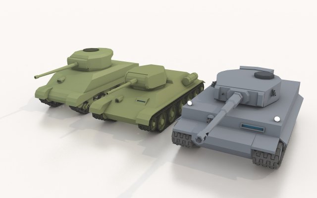 wwi low poly tanks 3D Model .c4d .max .obj .3ds .fbx .stl .blend 