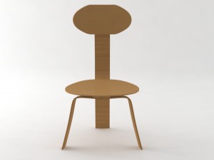 simple wood chair 3D मॉडल