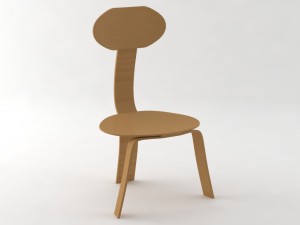 simple wood chair 3D मॉडल