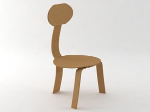 simple wood chair 3D मॉडल