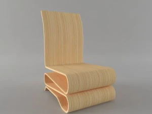 심플한 나무 의자 3D 모델
