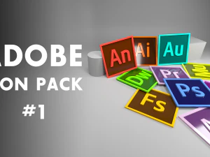 Pacchetto icone e logo Adobe 01 low-poly s Modello 3D