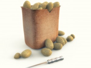 potatoes and bag of potatoes 3D Модель