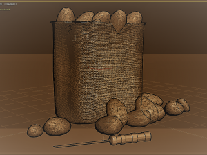 potatoes and bag of potatoes 3D Модель