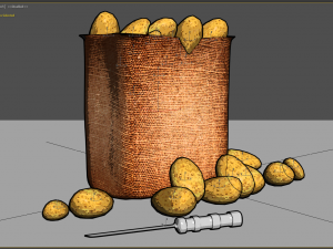 potatoes and bag of potatoes 3D Модель