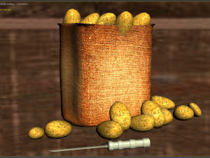 potatoes and bag of potatoes 3D Модель