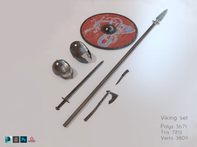 viking and armor 3D Model .c4d .max .obj .3ds .fbx .stl .blend 
