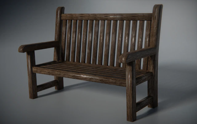 wooden bench low poly 3D Model .c4d .max .obj .3ds .fbx .stl .blend