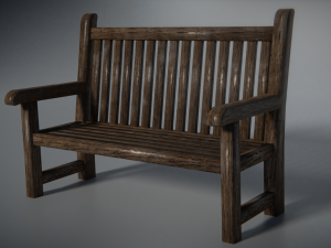 wooden bench low poly 3D Model