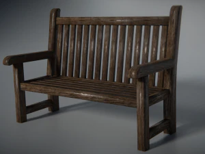 panca in legno low poly Modello 3D