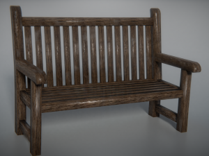 wooden bench low poly 3Dモデル