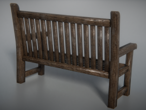 wooden bench low poly 3Dモデル