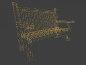 wooden bench low poly 3D Model