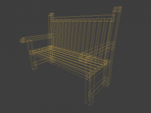 wooden bench low poly 3Dモデル