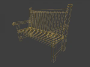 wooden bench low poly 3D Model