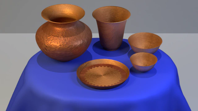copper household set 3D Model .c4d .max .obj .3ds .fbx .stl .blend 