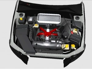 subaru impreza wrx sti 08 i&ccedil;in 3d motor 3D Model