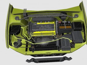 3d engine for mitsubishi lancer evolution vii 3D Model