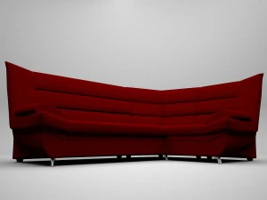 corner sofa red 3D Model