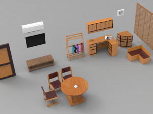 office interior low poly props furniture 3D मॉडल