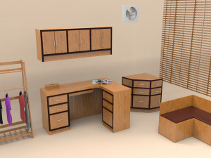 office interior low poly props furniture 3D-Modell