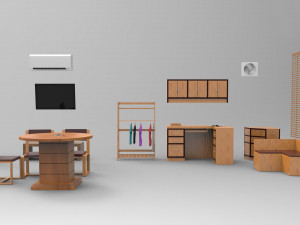 office interior low poly props furniture 3D-Modell