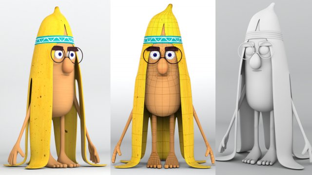 Banana character low-poly and print 3D-Modell .c4d .max .obj .3ds .fbx .stl .blend 