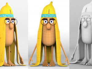 Bananenkarakter low-poly en print 3D Model