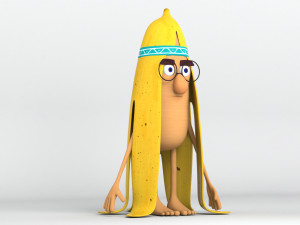Banana character low-poly and print 3D-Modell