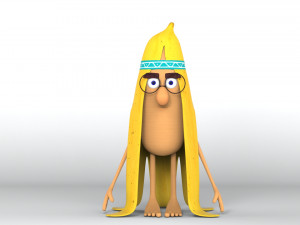 Banana character low-poly and print 3D-Modell